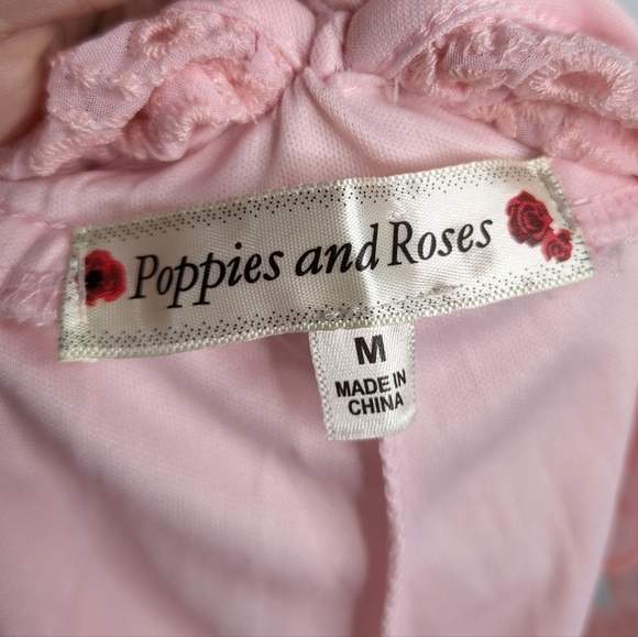 NWT Poppies & Roses Pink Tulle Eyelet Lace Tie Back Dress M - Picture 7 of 9